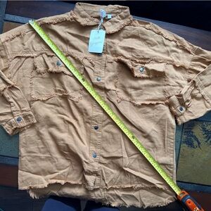 Elan rock and roll BNWT large button up Shacket raw hem preppy jazz music goth